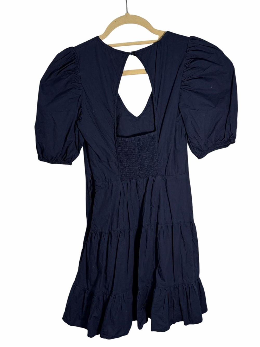 French Connection Navy Puff-Sleeve Tiered Mini Dress - Picture 2 of 5